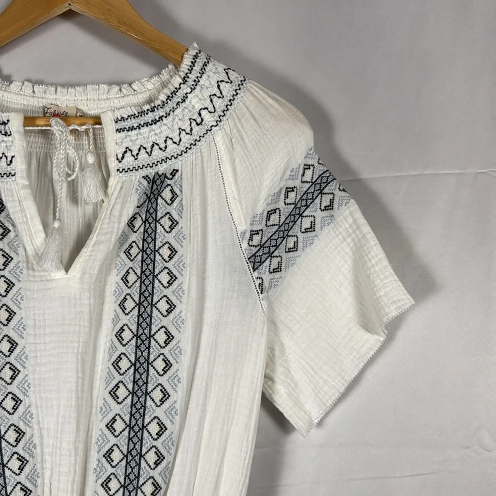 Faherty Catrina Maxi Dress NWT Organic Cotton Gauze Summer Embroidered Boho XS - Picture 3 of 15